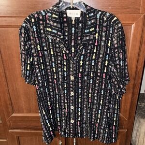 vtg david dart sport shrit Size med womens Dress Design Button Up Short Sleeve